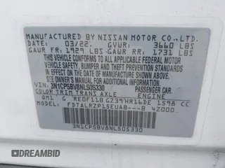 2022 Nissan Kicks S with VIN 3N1CP5BV8NL505330, listed as a IAAI auction lot 41907514 with 30,604 mi miles. Bid and sale history available at carsss.com. Image 9.