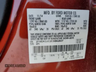 2014 Ford Edge SEL with VIN 2FMDK3JC2EBB62607, listed as a Copart auction lot 49678765 with 130,199 mi miles and Salvage Title. Bid and sale history available at carsss.com. Image 13.