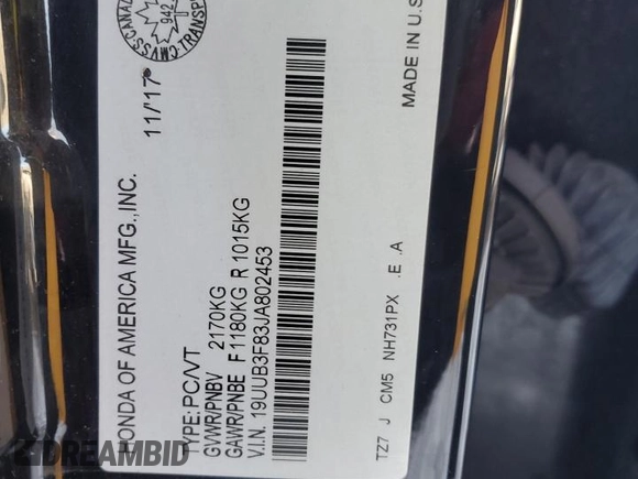 2018 Acura TLX w/Advance Pkg with VIN 19UUB3F83JA802453, listed as a Copart auction lot 82963924 with 146,404 mi miles and Salvage Title. Bid and sale history available at carsss.com. Image 12.