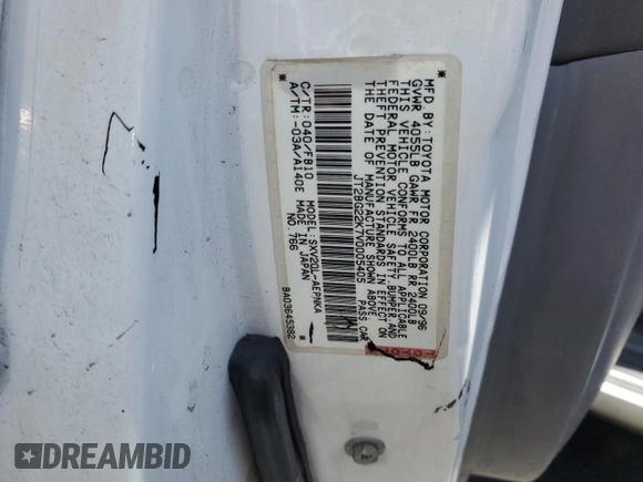 1997 Toyota Camry LE with VIN JT2BG22K7V0005405, listed as a Copart auction lot 58988545 with 268,952 mi miles and Salvage title. Bid and sale history available at DreamBid. Image 12.