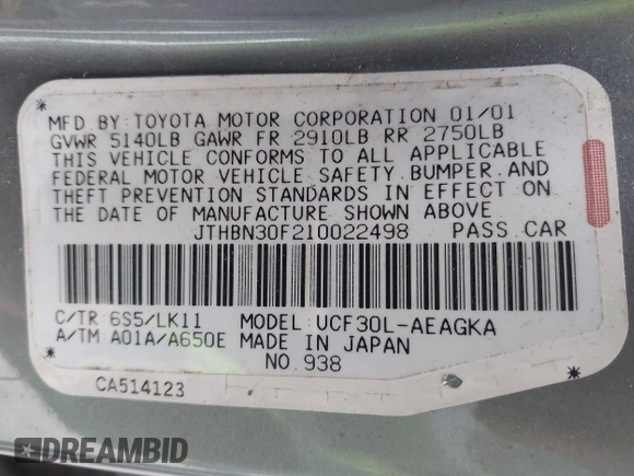 2001 Lexus LS 430 z VIN JTHBN30F210022498, wystawiony jako IAAI lot #41587686 z przebiegiem 197 562 mil mil oraz . Historia ofert i sprzedaży dostępna na DreamBid. Obrazek 9.