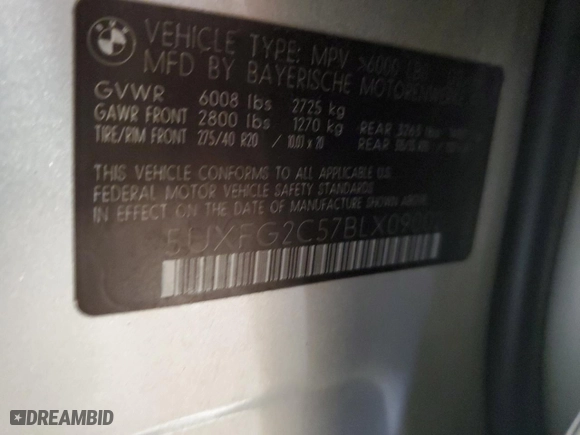 2011 BMW X6 35i with VIN 5UXFG2C57BLX09002, listed as a Copart auction lot 41760155 with 90,169 mi miles and Salvage Title. Bid and sale history available at carsss.com. Image 13.