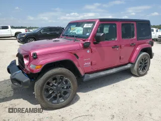 2021 Jeep Wrangler Unlimited Sahara with VIN 1C4JJXP68MW852703, listed as a Copart auction lot 52953795 with 25,437 mi miles and Salvage Title. Bid and sale history available at DreamBid. Image 1.
