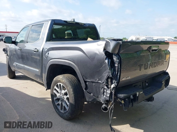 2024 Toyota Tundra 1794 Edition with VIN 5TFMA5DBXRX142402, listed as a IAAI auction lot 42063679 with 17,523 mi miles and . Bid and sale history available at DreamBid. Image 3.