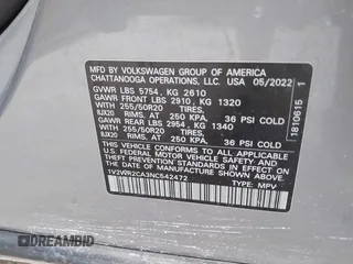 2022 Volkswagen Atlas SE с VIN 1V2WR2CA3NC542472, выставлен на аукционе IAAI как лот 41571999 с пробегом 53 489 миль миль и . История ставок и продаж доступна на DreamBid. Изображение 9.