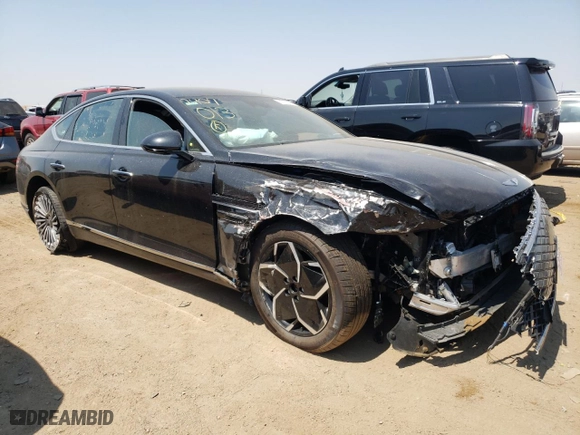 2023 Genesis Electrified G80 with VIN KMTGE4S17PU007450, listed as a Copart auction lot 65806364 with 11,135 mi miles and Salvage Title. Bid and sale history available at carsss.com. Image 4.