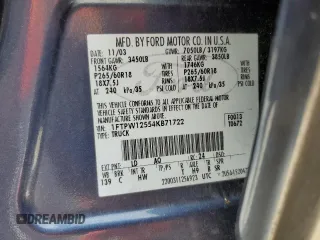 2004 Ford F-150 XLT z VIN 1FTPW12554KB71722, wystawiony jako Copart lot #58470185 z przebiegiem 200 095 mil mil oraz Szkoda całkowita • Salvage title. Historia ofert i sprzedaży dostępna na DreamBid. Obrazek 12.