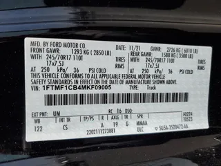 2021 Ford F-150 XL with VIN 1FTMF1CB4MKF09005, listed as a Copart auction lot 53935765 with 52,332 mi miles and Salvage title. Bid and sale history available at DreamBid. Image 12.