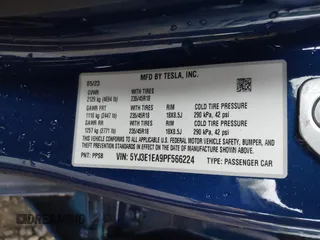2023 Tesla Model 3 z VIN 5YJ3E1EA9PF566224, wystawiony jako IAAI lot #42292218 z przebiegiem 22 730 mil mil oraz . Historia ofert i sprzedaży dostępna na DreamBid. Obrazek 9.
