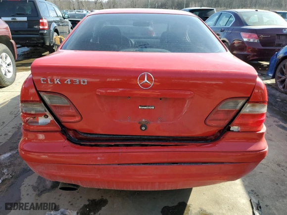 1999 Mercedes-Benz CLK-Class with VIN WDBLJ70G9XF058095, listed as a Copart auction lot 41823115 with 260,113 mi miles and Salvage Title. Bid and sale history available at carsss.com. Image 6.