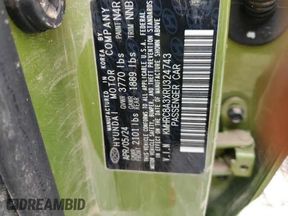 2024 Hyundai Venue Limited with VIN KMHRC8A3XRU324743, listed as a Copart auction lot 47755115 with Not Provided miles and Non Repairable. Bid and sale history available at DreamBid. Image 13.
