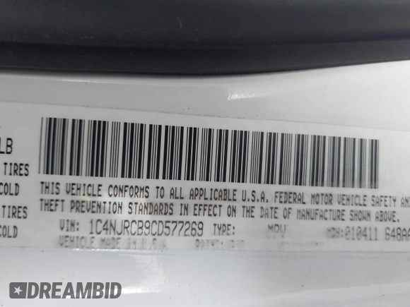 2012 Jeep Patriot Limited with VIN 1C4NJRCB9CD577269, listed as a IAAI auction lot 41857524 with 124,751 mi miles and . Bid and sale history available at carsss.com. Image 9.