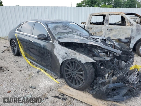 2022 Mercedes-Benz S-Class S 500 with VIN W1K6G6DB6NA153543, listed as a Copart auction lot 59649504 with 0 mi miles and Salvage Title. Bid and sale history available at carsss.com. Image 4.