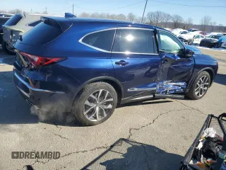 2023 Acura MDX w/Technology Package with VIN 5J8YE1H48PL000596, listed as a Copart auction lot 87833225 with 15,619 mi miles and Salvage Title. Bid and sale history available at carsss.com. Image 3.