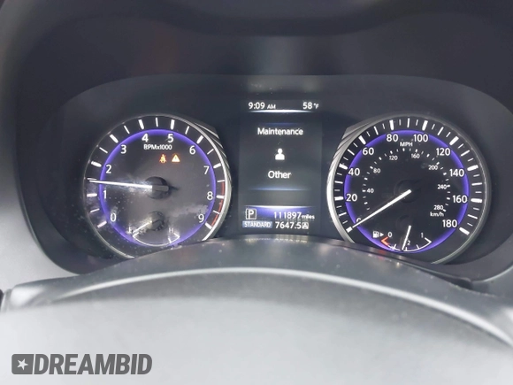 2014 Infiniti Q50 Premium with VIN JN1BV7AP4EM676498, listed as a IAAI auction lot 41900566 with 111,897 mi miles. Bid and sale history available at carsss.com. Image 7.