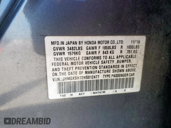 2017 Honda Fit EX with VIN JHMGK5H72HS012477, listed as a Copart auction lot 52908875 with Not Provided miles and Salvage Title. Bid and sale history available at carsss.com. Image 12.