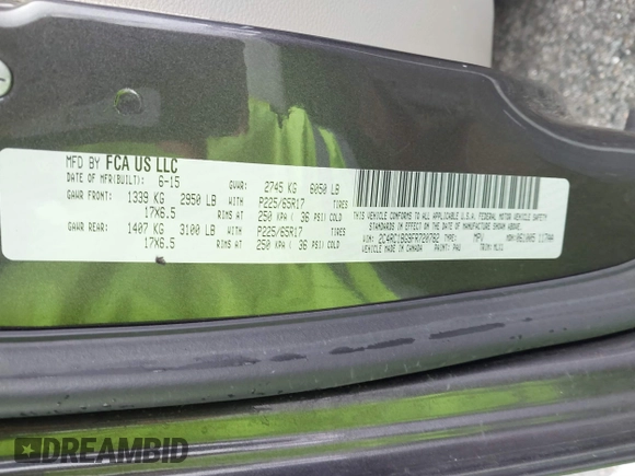 2015 Chrysler Town & Country Touring with VIN 2C4RC1BG9FR720782, listed as a IAAI auction lot 41765488 with 129,889 mi miles and . Bid and sale history available at DreamBid. Image 9.