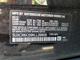 2019 BMW X5 xDrive40i with VIN 5UXCR6C59KLL39806, listed as a Copart auction lot 51466535 with 58,384 mi miles and Salvage Title. Bid and sale history available at carsss.com. Image 13.