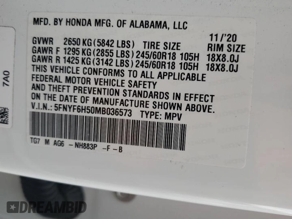 2021 Honda Pilot EX-L z VIN 5FNYF6H50MB036573, wystawiony jako Copart lot #54623025 z przebiegiem 108 967 mil mil oraz Szkoda całkowita • Salvage title. Historia ofert i sprzedaży dostępna na DreamBid. Obrazek 13.