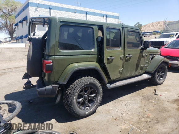 2020 Jeep Wrangler Unlimited Sahara with VIN 1C4HJXEG9LW311913, listed as a Copart auction lot 54265535 with 43,893 mi miles and Salvage title. Bid and sale history available at DreamBid. Image 3.