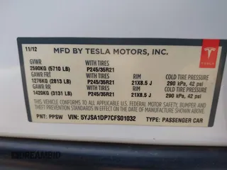 2012 Tesla Model S Performance with VIN 5YJSA1DP7CFS01032, listed as a IAAI auction lot 41423925 with 18,070 mi miles. Bid and sale history available at carsss.com. Image 9.