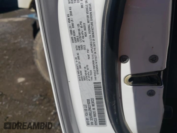 2022 Ram 2500 Tradesman with VIN 3C6UR5CJ2NG319208, listed as a Copart auction lot 46473685 with 69,377 mi miles and Salvage Title. Bid and sale history available at carsss.com. Image 13.