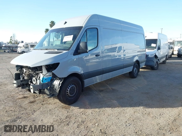 2024 Mercedes-Benz Sprinter Cargo with VIN W1Y4NCHY1RT165996, listed as a IAAI auction lot 41181444 with 5,696 mi miles. Bid and sale history available at carsss.com. Image 2.