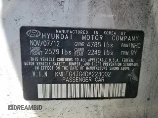 2013 Hyundai Azera with VIN KMHFG4JG4DA223002, listed as a Copart auction lot 54886085 with 164,125 mi miles and Clean Title. Bid and sale history available at carsss.com. Image 12.
