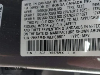 2014 Honda CR-V EX-L with VIN 2HKRM4H76EH638011, listed as a IAAI auction lot 41582396 with 147,614 mi miles. Bid and sale history available at carsss.com. Image 9.