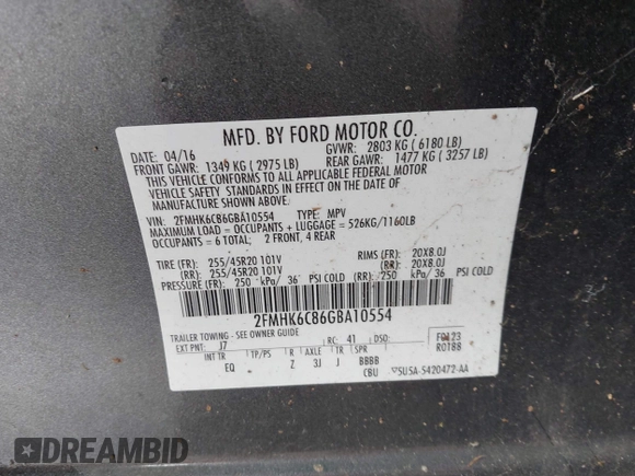 2016 Ford Flex SEL z VIN 2FMHK6C86GBA10554, wystawiony jako IAAI lot #42242639 z przebiegiem 53 072 mil mil oraz . Historia ofert i sprzedaży dostępna na DreamBid. Obrazek 9.