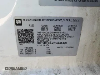 2022 GMC Sierra 1500 Limited Denali with VIN 3GTU9FEL2NG185135, listed as a Copart auction lot 73555034 with 57,186 mi miles and Salvage Title. Bid and sale history available at carsss.com. Image 12.