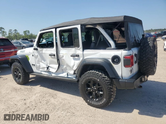 2023 Jeep Wrangler Willys with VIN 1C4HJXDN5PW510494, listed as a Copart auction lot 51673795 with 19,371 mi miles and Non Repairable. Bid and sale history available at DreamBid. Image 2.