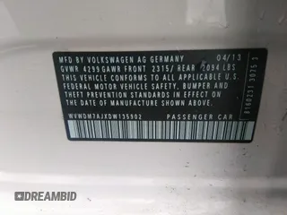 2013 Volkswagen Golf TDI with VIN WVWDM7AJXDW135902, listed as a IAAI auction lot 40194204 with 80,523 mi miles and . Bid and sale history available at DreamBid. Image 9.