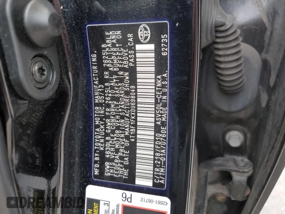 2013 Toyota Camry L with VIN 4T1BF1FKXDU698049, listed as a Copart auction lot 48841045 with 0 mi miles and Salvage Title. Bid and sale history available at carsss.com. Image 14.