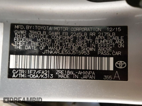 2016 Scion iM z VIN JTNKARJE5GJ515953, wystawiony jako Copart lot #45211585 z przebiegiem 171 600 mil mil oraz Szkody całkowita. Historia ofert i sprzedaży dostępna na DreamBid. Obrazek 13.