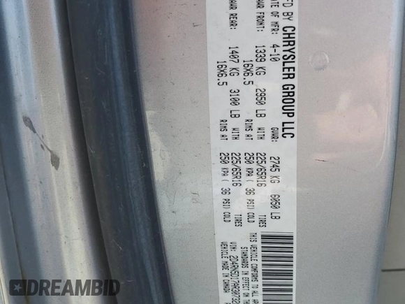 2010 Dodge Grand Caravan SXT with VIN 2D4RN5D17AR307328, listed as a Copart auction lot 49983425 with Not Provided miles and Clean Title. Bid and sale history available at DreamBid. Image 14.