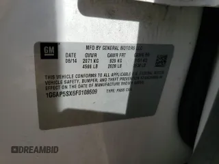 2015 Cadillac CTS RWD with VIN 1G6AP5SX6F0108609, listed as a Copart auction lot 44989985 with Not provided miles and Salvage title. Bid and sale history available at DreamBid. Image 13.