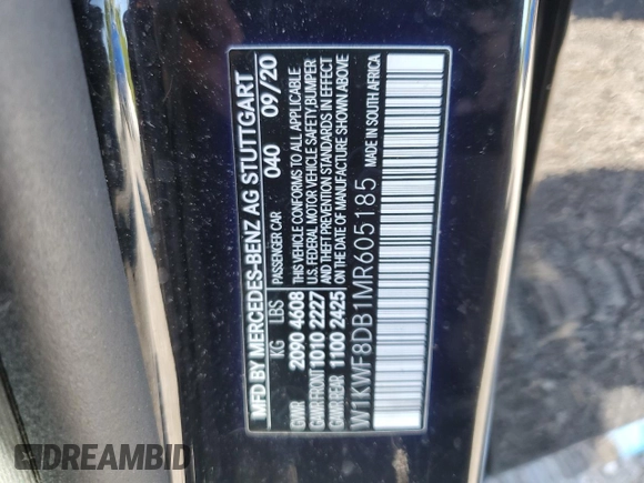 2021 Mercedes-Benz C 300 with VIN W1KWF8DB1MR605185, listed as a Copart auction lot 49703095 with Not provided miles and Non repairable. Bid and sale history available at DreamBid. Image 14.
