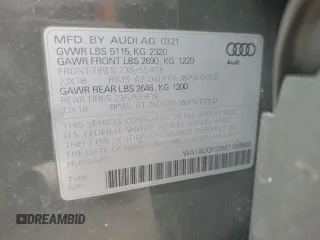 2021 Audi Q3 Premium with VIN WA1AUCF33M1100504, listed as a Copart auction lot 51975165 with 74,054 mi miles and Salvage Title. Bid and sale history available at carsss.com. Image 14.