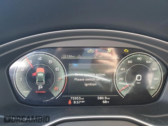 2021 Audi Q5 Premium Plus with VIN WA1BAAFY6M2020296, listed as a Copart auction lot 56736205 with 75,955 mi miles and Salvage title. Bid and sale history available at DreamBid. Image 9.