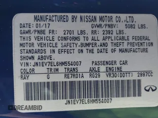 2017 Infiniti Q60 Sport with VIN JN1EV7EL6HM554007, listed as a IAAI auction lot 38924235 with 99,776 mi miles and . Bid and sale history available at carsss.com. Image 9.