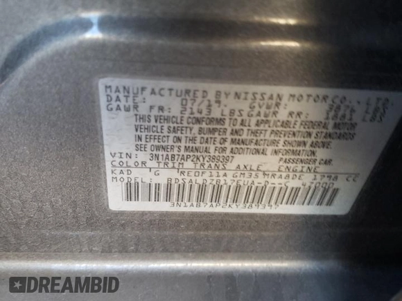 2019 Nissan Sentra SR with VIN 3N1AB7AP2KY389397, listed as a Copart auction lot 48506685 with 78,209 mi miles and Salvage Title. Bid and sale history available at carsss.com. Image 14.