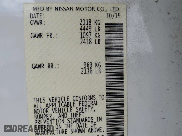 2020 Nissan Altima S with VIN 1N4BL4BW9LN307866, listed as a Copart auction lot 54133305 with 33,582 mi miles and Salvage Title. Bid and sale history available at DreamBid. Image 12.