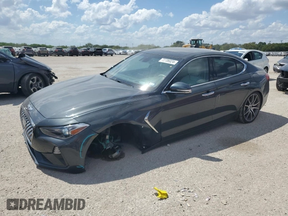 2019 Genesis G70 3.3T Advanced with VIN KMTG34LE1KU021425, listed as a Copart auction lot 72706024 with 56,825 mi miles and Salvage Title. Bid and sale history available at carsss.com. Image 1.