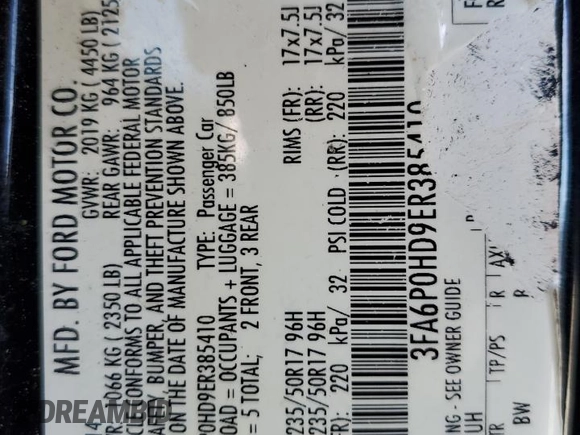 2014 Ford Fusion SE with VIN 3FA6P0HD9ER385410, listed as a Copart auction lot 52425615 with 159,176 mi miles and Clean Title. Bid and sale history available at carsss.com. Image 12.