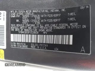 2015 Toyota Sienna LE AAS with VIN 5TDKK3DC6FS528608, listed as a IAAI auction lot 41492955 with 137,853 mi miles and . Bid and sale history available at DreamBid. Image 9.
