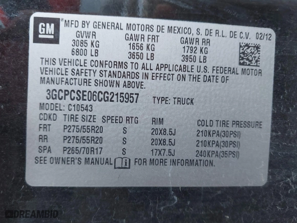 2012 Chevrolet Silverado 1500 LT with VIN 3GCPCSE06CG215957, listed as a IAAI auction lot 41644285 with 140,599 mi miles. Bid and sale history available at carsss.com. Image 9.