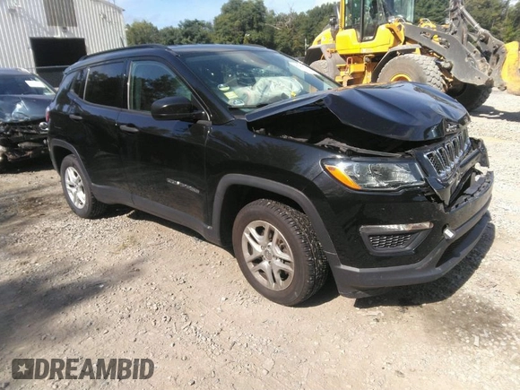 2018 Jeep Compass Sport with VIN 3C4NJCABXJT326364, listed as a IAAI auction lot 40289629 with 68,896 mi miles. Bid and sale history available at carsss.com. Image 1.
