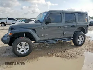 2019 Jeep Wrangler Unlimited Sport S with VIN 1C4HJXDG6KW568687, listed as a Copart auction lot 60291405 with 36,583 mi miles and Salvage title. Bid and sale history available at DreamBid. Image 1.