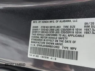 2021 Honda Odyssey Touring с VIN 5FNRL6H86MB013953, выставлен на аукционе IAAI как лот 42509136 с пробегом 79 185 миль миль и . История ставок и продаж доступна на DreamBid. Изображение 9.